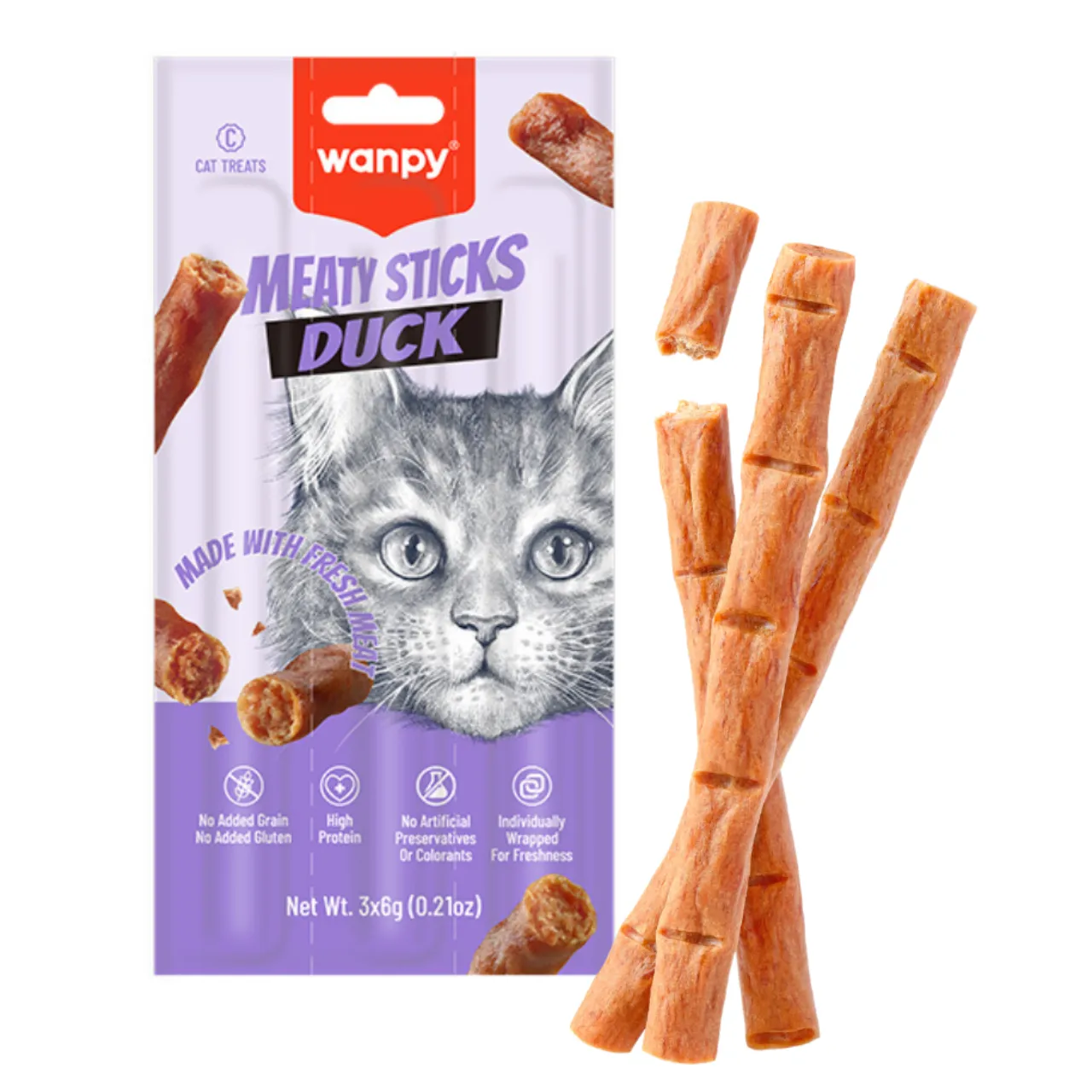 Wanpy Kat Meaty Sticks med And 3 x 6 g